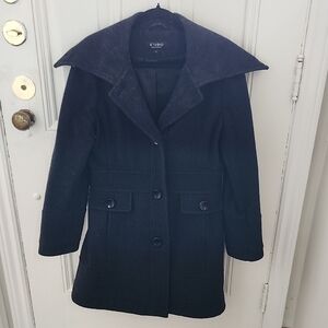 Studio By Liz Claiborne Women's Elegant Black Pea Wool Coat